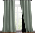 NICETOWN Full Shading Curtains 96 inches Long 2 Panels Set for Windows, Super Heavy-Duty Black Lined Blackout Curtains for Bedroom, Privacy Assured Window Treatment (Greyish Green, 55 inches W) by NICETOWN