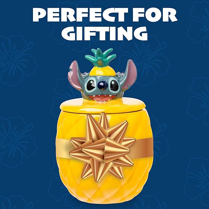 Silver Buffalo Disney Lilo and Stitch Pineapple Tropical 3D Sculpted Ceramic Cookie Snack Candy Jar (Medium) - Image 8
