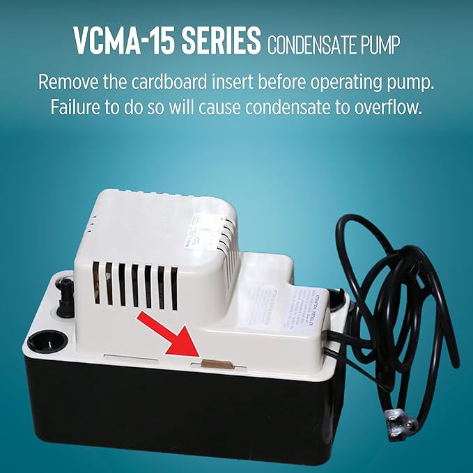 Little Giant VCMA-15ULS 115 Volt, 65 GPH, 1/50 HP Automatic Condensate Removal Pump for HVAC/Refrigeration Systems/Dehumidifiers with Overflow Detection Switch and 6-Foot Cord, White/Black, 554405 - Image 9
