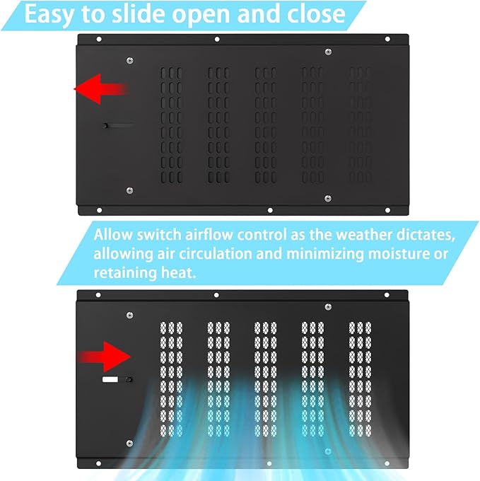 Crawl Space Vent Cover,Foundation Vent Cover with Damper and Screen for Foundation Garage Attic Home Improvement,16”x8.7”Outdoor Foundation Air Wall Vent Reduce Moisture,Fit 16"x8"Rough Opening,Black - Image 3