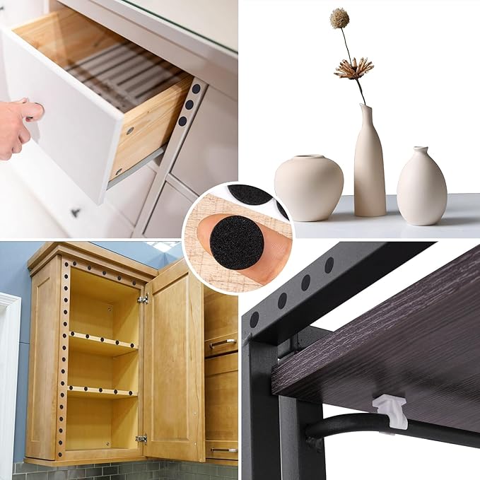735 Pcs Small Felt Furniture Pads, Self-Adhesive EVA Foam Dot Circles, Round Felt Furniture Stickers for Desks Drawers Vases Photo Frames Cabinets Doors Candlesticks- Black (0.59'') - Image 7