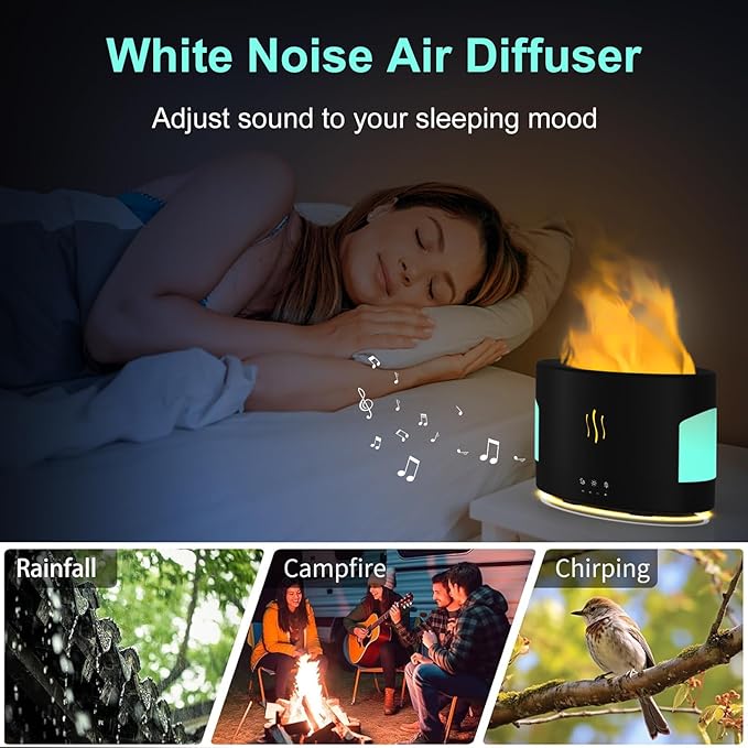 Oil Diffusers for Home large Room, 450ml Visible Water Tank, Air Diffuser Humidifier with Bluetooth Speaker, White Noise and Remote, Flame Humidifier for Bedroom,Office, 7 Colors Diffuser Gifts - Image 3