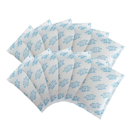 Silica Gel Packets,100 Gram 6 Packets Desiccant Packs, Moisture Absorbers, Rechargeable Silica Gel Car Dehumidifier, Reactivated Silica Gel Desiccant Packets, Safe Dehumidifier Bags for Storage by WAOTOAW