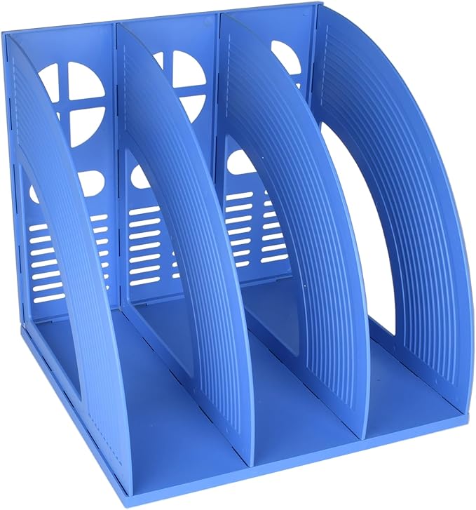 SAYEEC Magazine File Holder Desk Binder Holder Plastic File Sorter Folder Organizer Stand Book Shelf Dividers Vertical Filling Storage Rack Desktop Bookshelf Display Box for Office School Home (Blue) by SAYEEC
