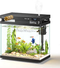 Fish Tank, 2.2 Gallon Glass Aquarium, Small Fish Aquarium Kits with Smart Humidifier, Auto Feeder, Silent Water Pump, Temperature Display & 7-Color Lighting, for Office & Home - Black by VEHIPA