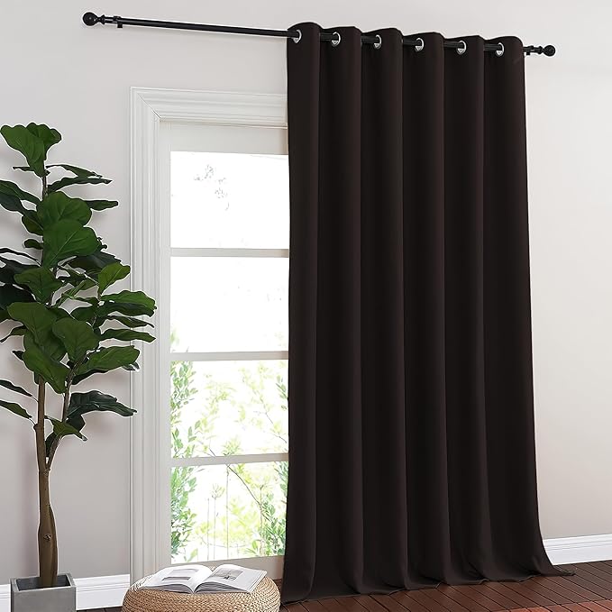 NICETOWN Blackout Sliding Glass Door Curtains, Room Darkening Thermal Insulated Curtains for Living Room Bedroom, Extra Wide Window Drapes, 1 Panel, W80 x L118, Toffee Brown - Image 8