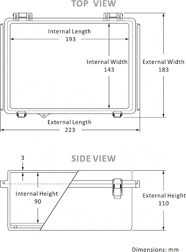 Junction Box, IP67 Waterproof Plastic Enclosure for Electrical Project, Hinged Transparent Cover, Includes Mounting Plate and Wall Bracket 220×170×110mm (8.6"×6.7"×4.3" TC) - Image 3