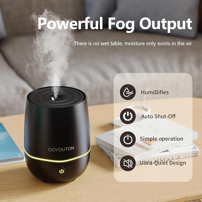 Essential Oil Diffuser, 200ML Diffusers for Home Scent Aromatherapy Diffuser Air Desk Humidifier Aroma Diffuser for Bedroom Room Office with 7 Color LED Lights Quiet Waterless Auto Shuts-off (Black) - Image 8