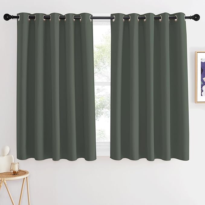 NICETOWN Blackout Kids Room Curtain 54 inch Length, Thermal Insulated Grommet Window Treatment Sound Reducing Room Darkening for Bedroom, Dark Mallard, 1 Panel, W66 x L54 by NICETOWN