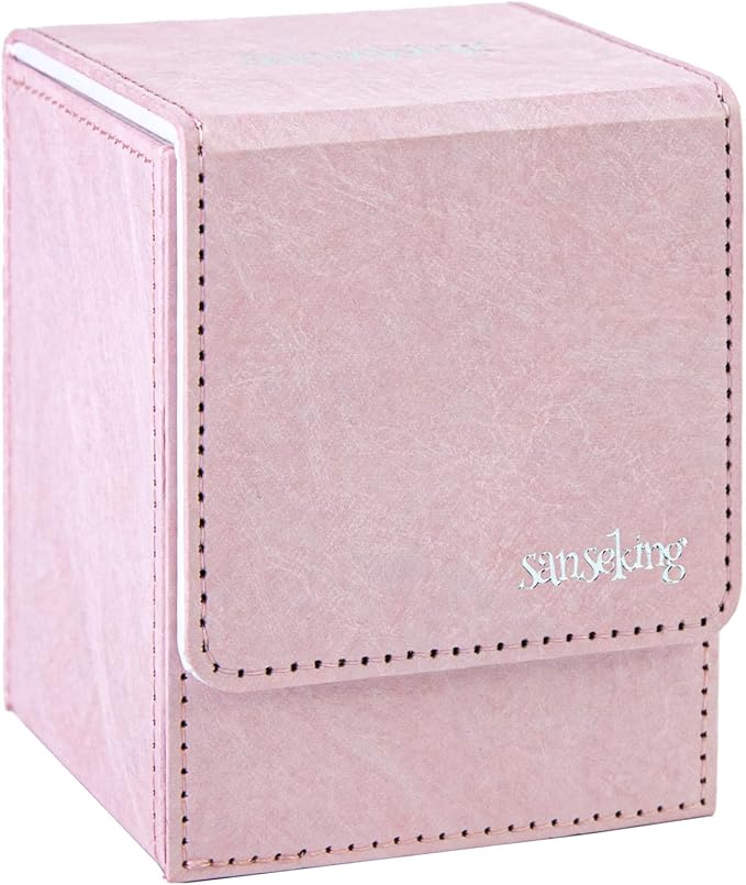 Magic Card Deck Box for MTG Single Deck Card Box fits 100+ TCG Sleeved Cards Tyvek® Paper Card Box Top Loading Card Boxes Magic Gift for MTG TCG CCG (Vertical,Pink) by Sanseking