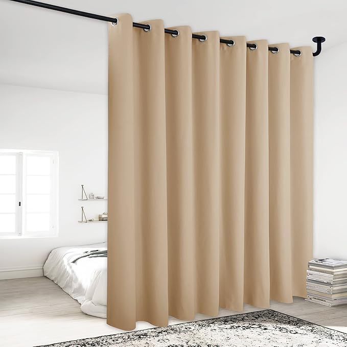 NICETOWN Privacy Room Divider Curtain Screen Partitions, Basement Hospital Medical Clinic Spa Lab Cubicle Divider Privacy Screen Patio Door Curtain (Biscotti Beige, 1 Panel, 120" Wide x 95" Long) by NICETOWN