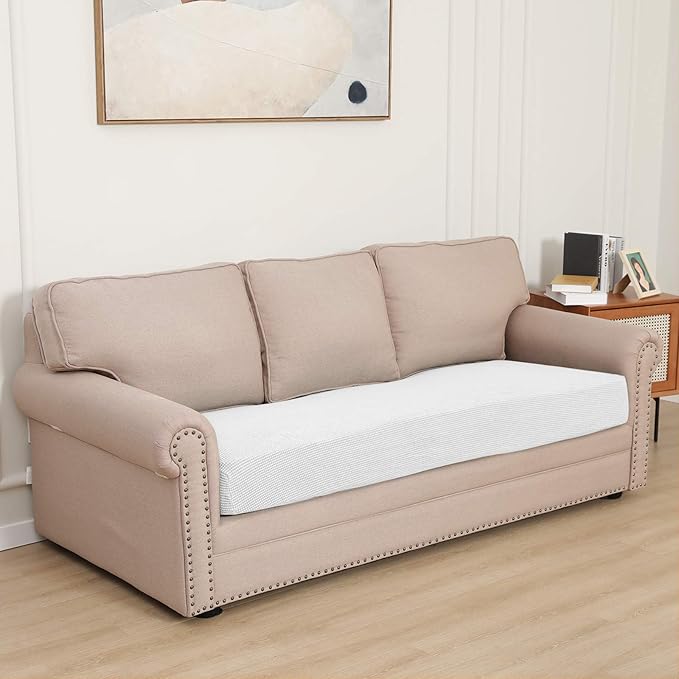 Easy-Going Stretch Cushion CoverSofa Cushion Furniture Protector Sofa Seat Sofa slipcover Sofa Cover Soft Flexibility with Elastic Bottom(Sofa Cushion,Snow White,Large) - Image 2