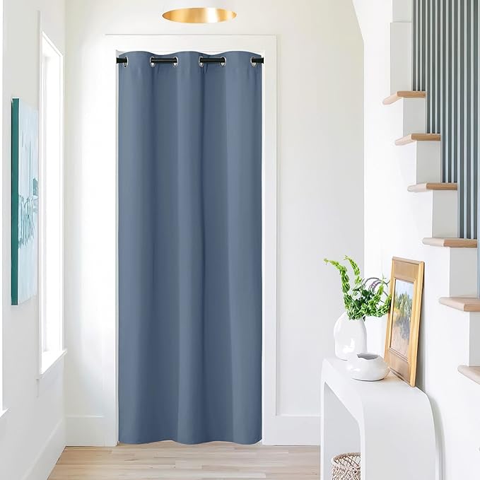 NICETOWN Doorway Curtain for Living Room Thermal Insulated Door Blinds for Door Screen, Accordion Insulated Privacy Door Window Curtain for Bedroom, 42" Wide x 95" Length, 1 Panel, Stone Blue by NICETOWN