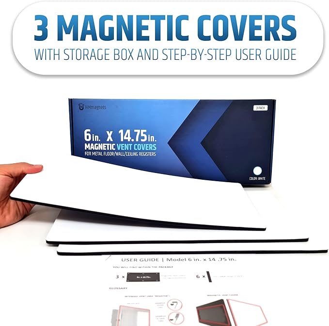 Powerful Magnetic Vent Covers (3-Pack) That Will Never Fall Off (Upgraded Design) - for Sealing Floor/Wall/Ceiling Registers of Width 5.25" to 6", Length 13.25" to 14" | Vent Not Included | White - Image 7