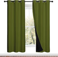 NICETOWN Olive Green Full Shade Curtain Panels, 37" Wide x 70" Long, Olive Green, Pair of Thermal Insulated & Energy Efficiency Blackout Drapes for Living Room, Lined Silky Performance Window Dressing by NICETOWN