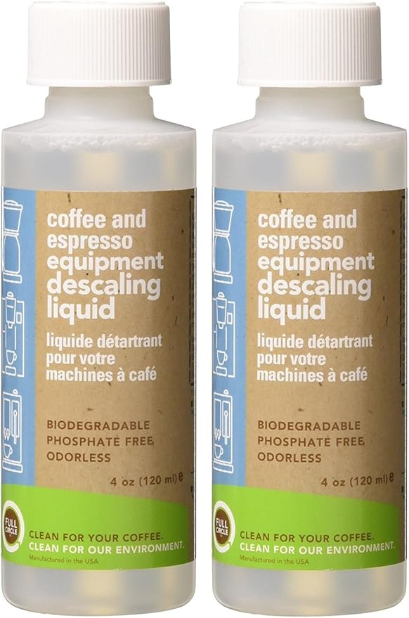Urnex Biocaf Coffee and Espresso Descaling Solution 4 Ounce (2 Single Use Bottles) Safe to use with Keurig, Delonghi, Nespresso, Ninja, Hamilton Beach, Mr Coffee, Braun by Urnex