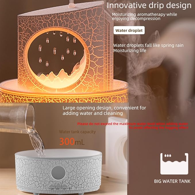Aromatherapy Humidifier for Sleep Relaxation, Raindrop Humidifiers,Aromatherapy Diffuser with 3 LED Color Changing Lights and Auto-Off, Air humidifier Suitable for Home, Office - Image 6