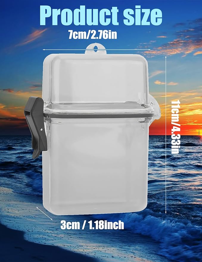 Waterproof Floating Dry Box for Kayaking Transparent Watertight Case with Carabiner Hook Small Dry Box for Keys & Essentials (Grey) - Image 2
