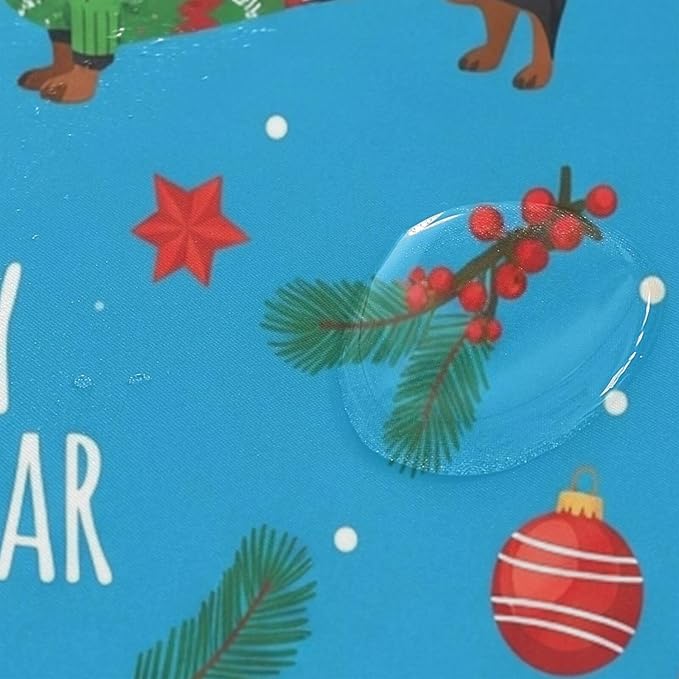 Christmas Santa Dog Blue Shower Curtain Liner 72×72 inch for Bathroom Curtain Anti Mold Shower Curtain with Hooks Bathroom Accessories - Image 4
