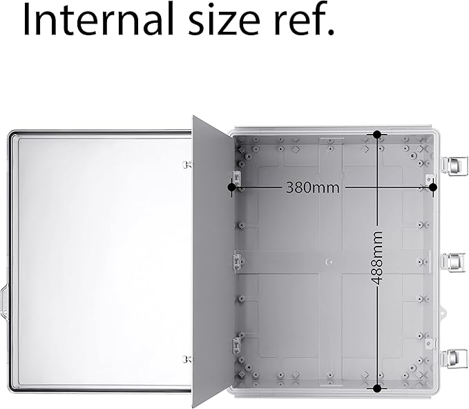 Junction Box, IP67 Waterproof Plastic Enclosure for Electrical Project, Hinged Transparent Cover, Includes Inner Door, Mounting Plate and Wall Bracket 510×410×200mm (20"×16.1"×7.9" TC-D) - Image 4