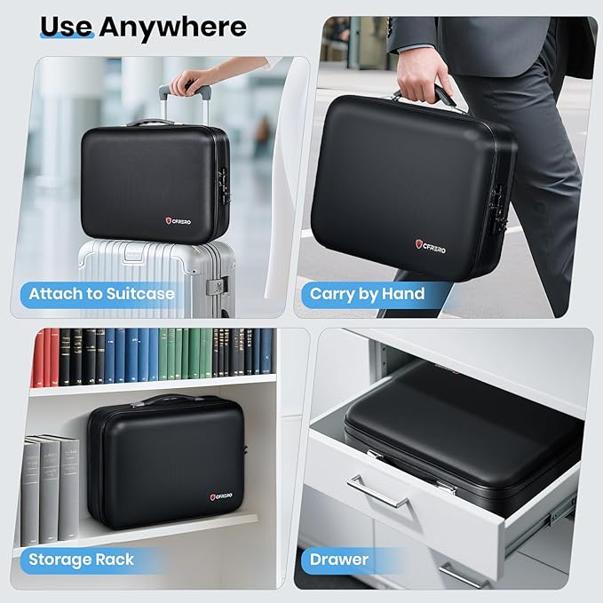 Fireproof Document Box Double-Zip, Hard-shell Waterproof Fire Proof Bag with Lock & File Folder, Portable Safe Organizer for Home Office Documents, Important Valuables Storage, Travel/Emergency Carry - Image 8