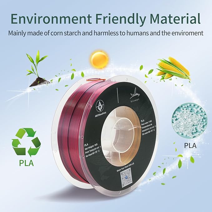 PLA 3D Printer Filament, Triple Color Silk PLA Filament, Dimensional Accuracy +/- 0.02 mm, 1 kg Spool(2.2lbs), 1.75 mm, Red Gold Black - Image 4