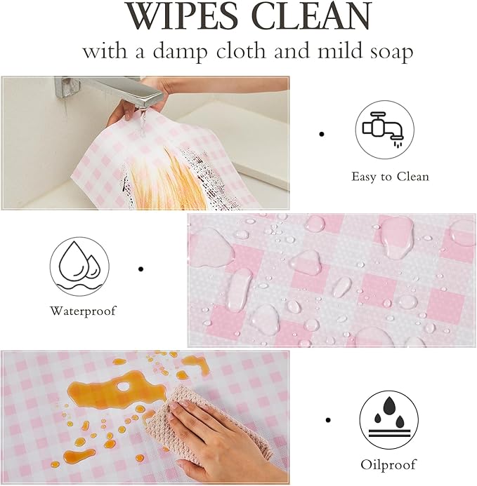 Beautysaid Shelf and Drawer Liner for Kitchen Cabinet, Non Adhesive Non Slip Shelf Paper Waterproof Washable Thickened for Dresser Pantry Shelve Bathroom Protector Liner(Pink Checkered,12 in x 30 FT) - Image 9