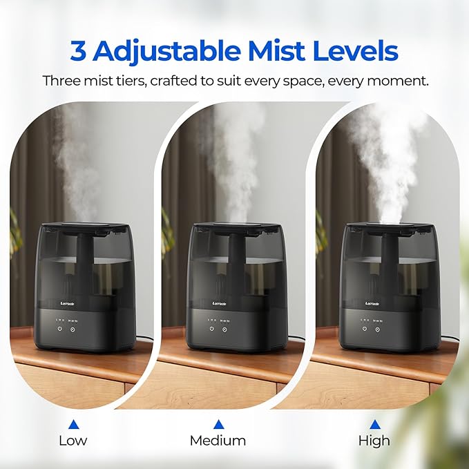 Top Fill Humidifiers for Bedroom, 4.0L Tank Cool Mist Humidifiers for Large Room, 40H Runtime, 28dB Quiet Ultrasonic Air Humidifier for Home, Plants with 9H Timer, Aroma Tray - Image 6