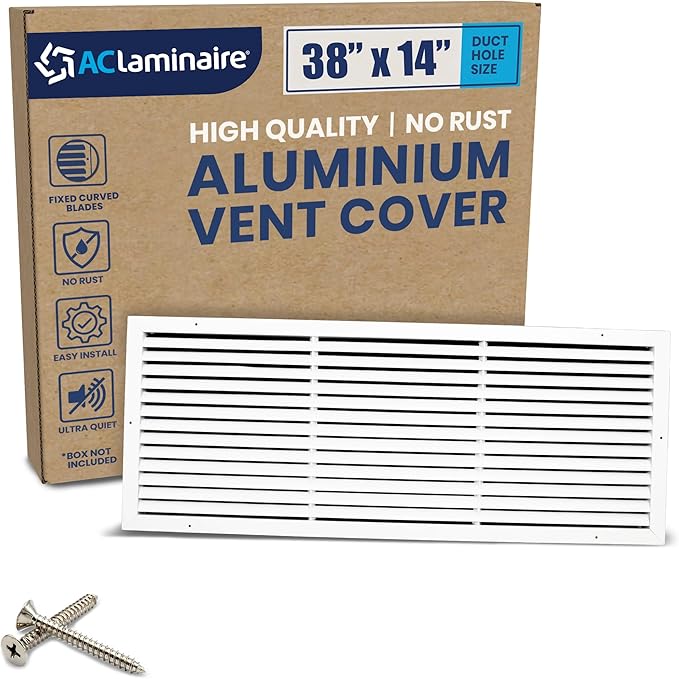38x14 Inch (Duct Opening) Air Return Vent Cover Decorative – Premium Aluminum AC Vent Cover for Ceiling & Wall, Rustproof Grille, Ideal for Home HVAC Grille, Durable & Easy to Install by ACLAMINAIRE by LAMINAIRE