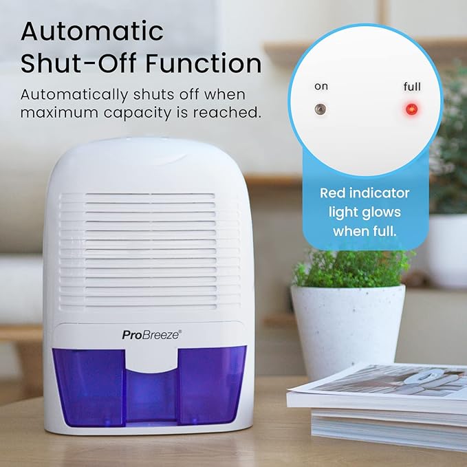 Pro Breeze Electric Mini Dehumidifier, 2200 Cubic Feet (250 sq ft), Compact and Portable for High Humidity in Home, Kitchen, Bedroom, Basement, Caravan, Office, Garage - Image 6