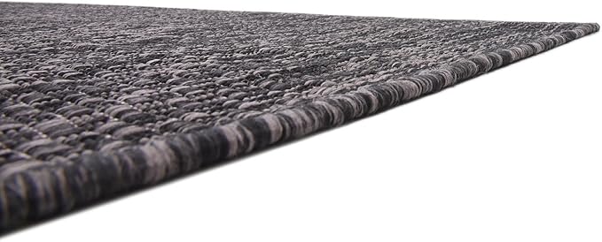Unique Loom Collection Casual Transitional Solid Heathered Indoor/Outdoor Flatweave Area Rug (8' x 11' 4" Rectangle, Black/Ivory) - Image 8