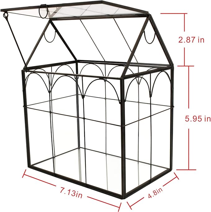 ELEGANTLIFE Glass Geometric Plant Terrarium,Succulent & Air Planter for Home Garden Office Decoration (Black House) - Image 2