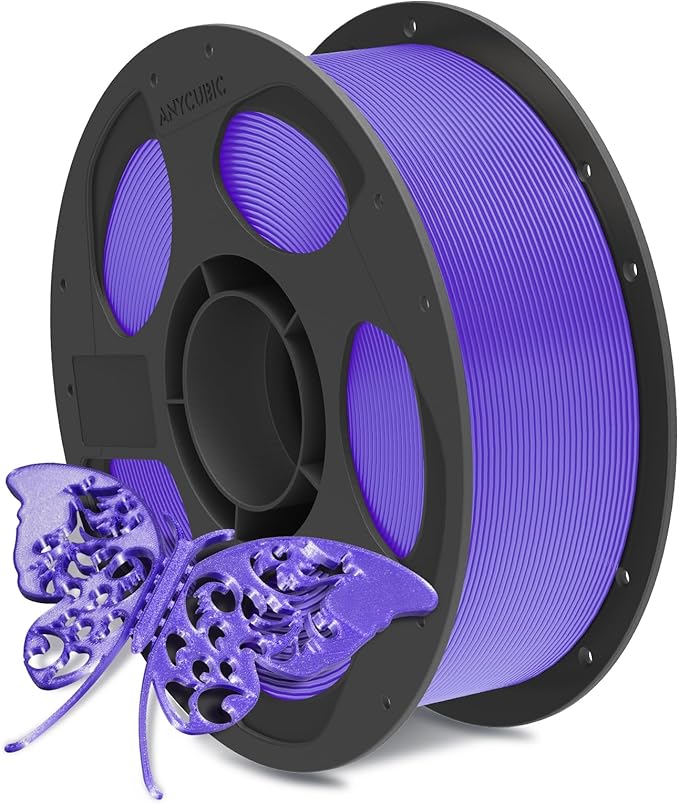 ANYCUBIC Silk Filament, Clog-Free Shiny 3D Printer PLA Filament 1.75mm Dimensional Accuracy +/- 0.02mm, 1KG Reusable Spool (2.2 lbs), Silk Purple by ANYCUBIC