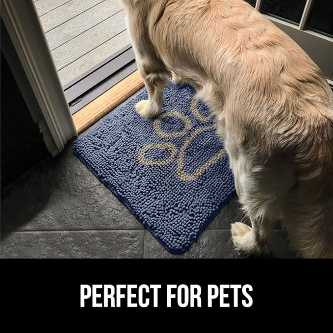 GORILLA GRIP SOAKSTOPPER Dog Door Mat, 30x20 Machine Washable Rug Absorbent Doormat Captures Moisture Mud Dirt, Quick Dry Soft Chenille Entryway Rugs Indoor Entrance Mats for Dog Paws, Navy - Image 6