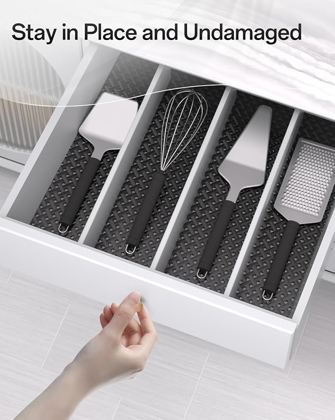 Shelf and Drawer Liner for Kitchen Cabinet, Non-Adhesive 12in x 120in Waterproof Contact Paper Refrigerator Liners Thickened Durable EVA Material Non Slip Mat for Dresser Cupboard Pantry Protector - Image 8