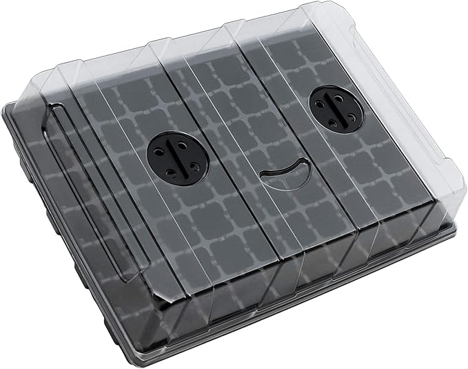 Gardzen Seed Starter Tray, 5 Pack Smiling Face Plant Germination Trays with Total 350-Cell, Seed Starter Kit with Humidity Vented Domes and Bases for Starting Vegetable Flower Herb Seeds 18" x 14" by Gardzen