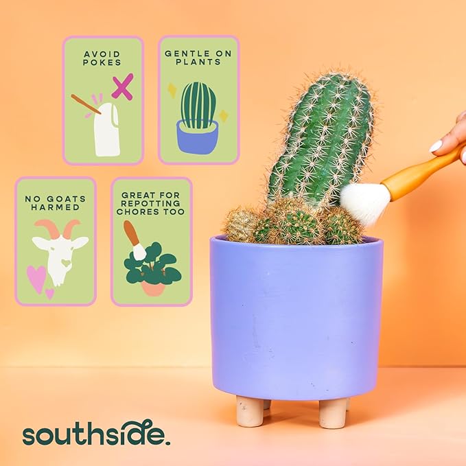 Southside Plant Cactus & Succulent Plants Cleaning Brushes - Wooden Handles w/Soft Goat Hair Bristles - Garden Cleaning Tools, Gentle on Plants, 7" & 3.2" Sizes - Pack of 2 - Image 4