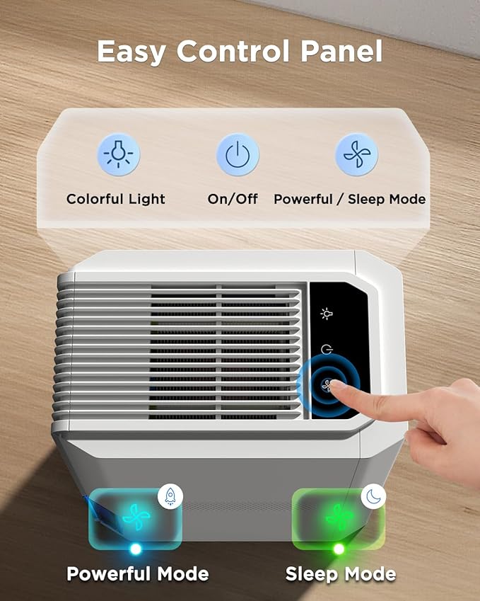 Max 45 oz/Day Dehumidifier for Home 1100 Sq Ft, EasyAcc Dehumidifiers for Bedroom Basement Bathroom,Quiet Dehumidifier for RV Low-Temp Dehumidification Tech/Auto Shut Off/68OZ Tank/85W/7 LED - Image 6