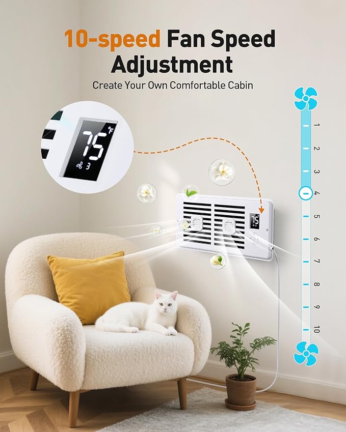 AGPTEK Register Booster Fan for 4 x 10 Register Holes, Quiet Air Vent Fans with 10-Speed, Intelligent Thermostat & Remote Control, Heating Cooling AC Vent Fan for Room Wall Floor Ceiling - Image 2