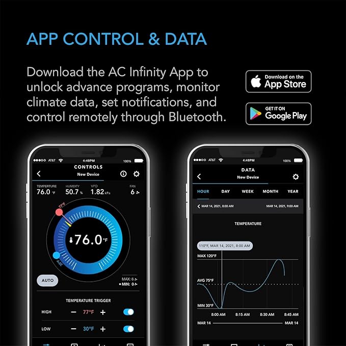 AC Infinity Controller 67, Smart Bluetooth Fan Controller with Temperature, Humidity, Schedules, Grow Cycles, Dynamic Speed Programming for CLOUDLINE Airlift Fans Cooling and Ventilation - Image 3