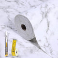 Drawer and Shelf Liner for Kitchen Cabinet: 23.6 in X 30 Ft Non Slip Waterproof Shelf Paper Non Adhesive Refrigerator Liners White Marble Easy Liners for Bathroom with Knife Tape Measure by Kimhan