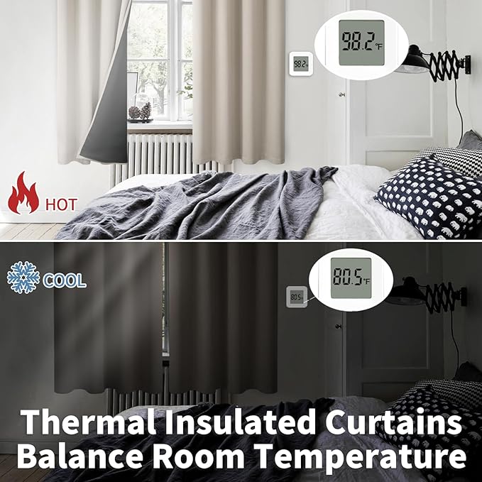 BGment Thermal Insulated 100% Blackout Curtains for Bedroom with Black Liner, Double Layer Full Room Darkening Noise Reducing Grommet Curtain (55 x 96 Inch, Cashmere, 2 Panels) - Image 3