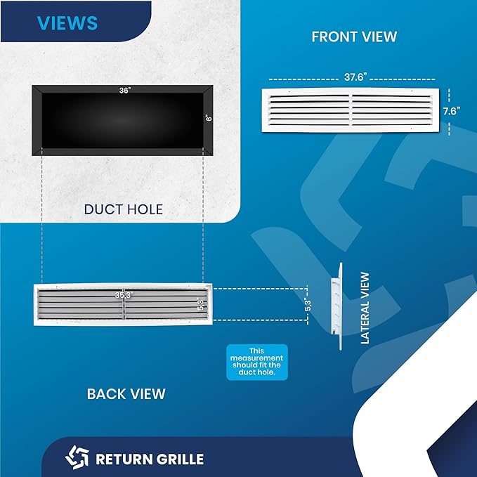 36x6 Inch (Duct Opening) Air Return Vent Cover Decorative – Premium Aluminum AC Vent Cover for Ceiling & Wall, Rustproof Grille, Ideal for Home HVAC Grille, Durable & Easy to Install by ACLAMINAIRE - Image 6