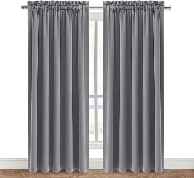 DWCN Grey Blackout Curtains for Bedroom, Thermal Insulated Energy Saving Room Darkening Curtains for Living Room (W60 x L84 inch, Set of 2 Panels, Top of Rod Pocket) - Image 9