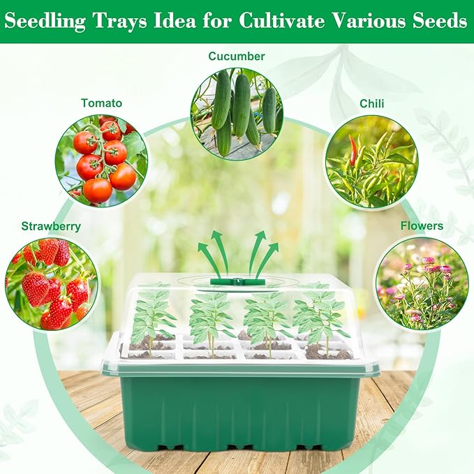 Reusable Silicone Seed Starter Tray, 60 Cells Seed Starter Kit with Humidity Adjustable Dome and Lid, Plant Germination Trays with Repotting Mat 5 Packs Germination Kit for Seeds Grow Starting - Image 7