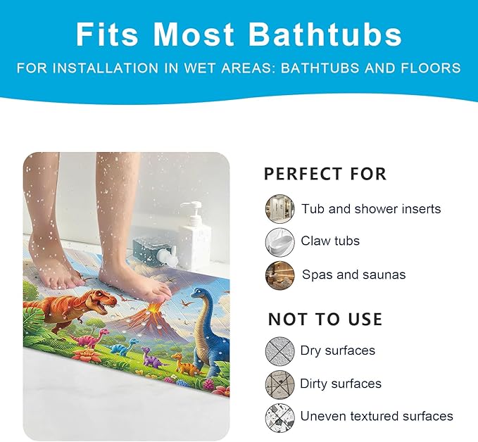 XIYUNTE Baby Bath Mat for Tub Non Slip Kids Bath Mat - 40''x16'' Extra Long Cartoon Turtle Baby Bath Tub Mat Eco-Friendly Toddler Bath Mats with Suction Cups & Drain Holes, Easy to Clean & Easy Drying - Image 8