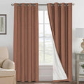 H.VERSAILTEX Linen Blackout Curtains 108 Inches Long 100% Blackout Thermal Insulated Textured Linen Look Curtain Draperies Anti-Rust Grommet, Energy Saving with White Liner, 2 Panels, Washed Spice by HVERSAILTEX