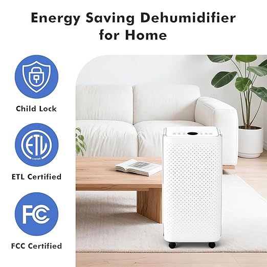 NEWBULIG 30Pints Dehumidifier with Drain Hose, 2,000 Sq.Ft Dehumidifier for Basement, 0.53 Gallon Tank, Low 38dB, Smart Humidity Ring, Ideal Whole House Humidity Remover for Home, Bedroom & Bathroom - Image 7