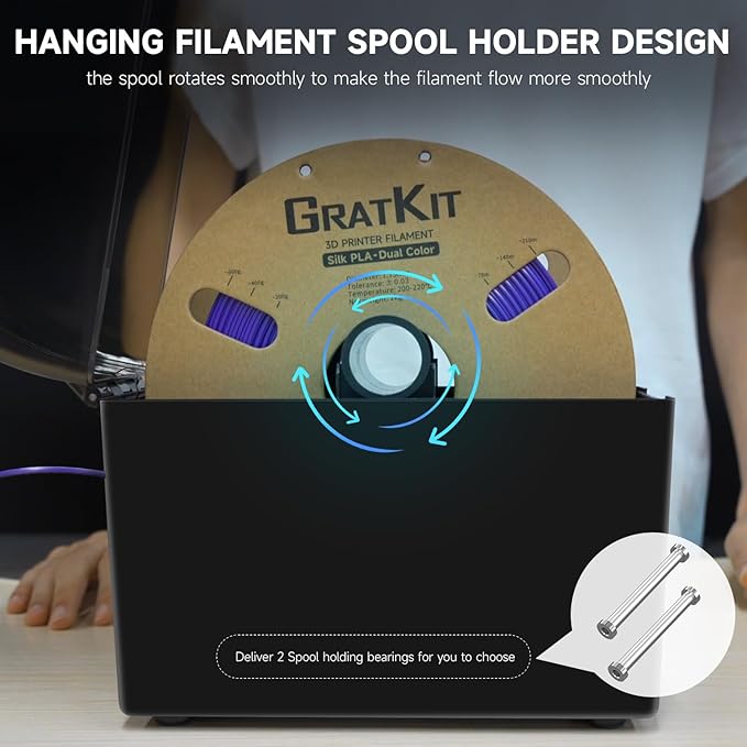 GratKit 3D Filament Dryer Box Firefly V2.0, Tuya App Controlled Smart Filament Dryer, Up to 70℃，5015 Fan Included, Compatible with Most 3D Printing filaments, PLA, PLA+, PETG, TPU, ABS, Nylon - Image 5