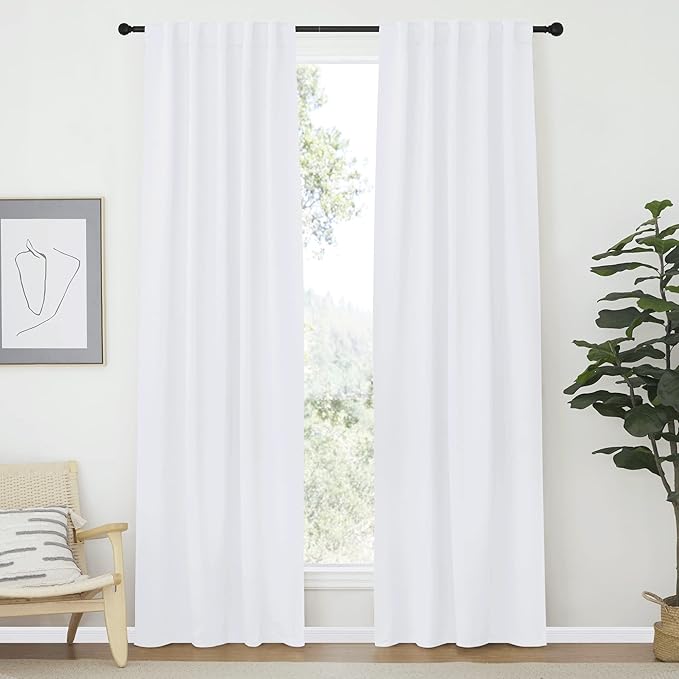 NICETOWN Living Room Curtains - (White Color) W42 x L84, Set of 2, Home Decor Modern Drapery Panels for Office/School/Hospital Window by NICETOWN